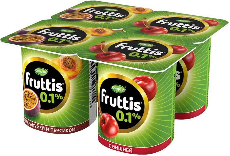 Продукт йогуртный Fruttis Легкий Персик-маракуйя Вишня 0.1% 4шт*110г