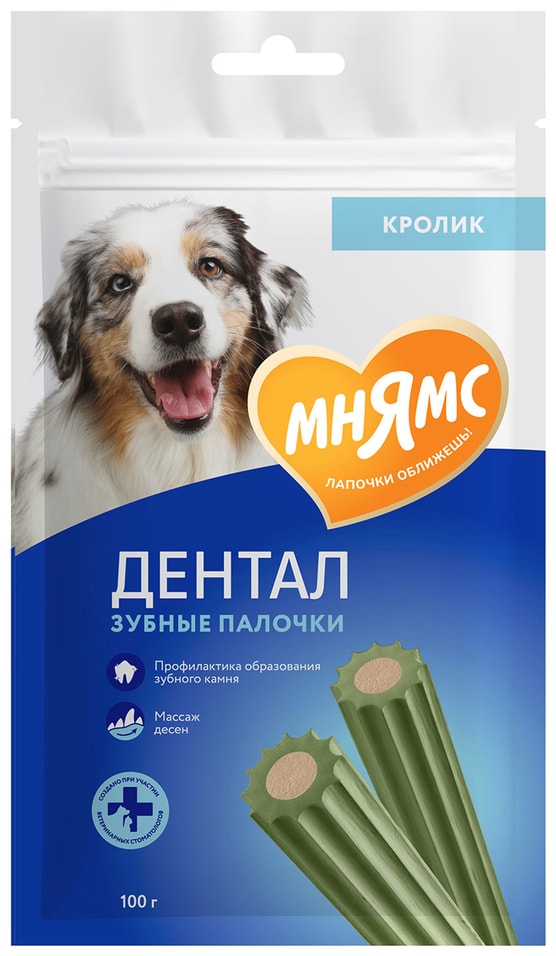 Лакомство для собак Мнямс Dental Зубные палочки с хлорофиллом Hard 100г 169₽