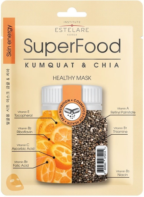 Маска тканевая для лица Estelare SuperFood Кумкват и Чиа 25г