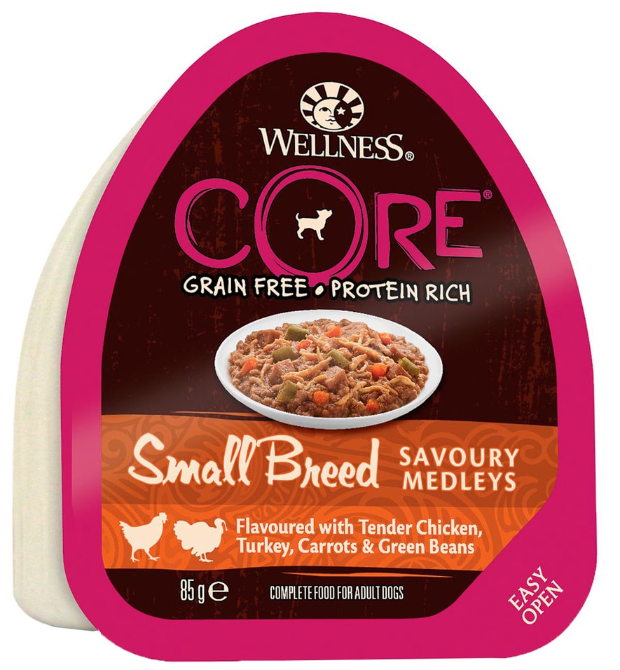Влажный корм для собак Core Small Breed из курицы с индейкой морковью и зеленой фасолью 85г (упаковка 6 шт.)