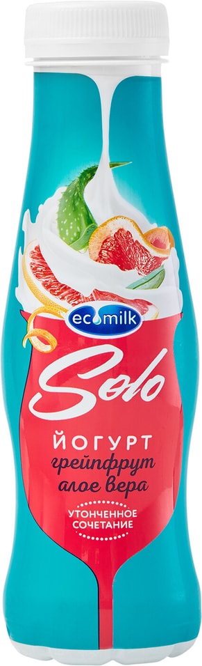 Йогурт питьевой Ecomilk Solo Грейпфрут-Алое вера 2.8% 290г от Vprok.ru
