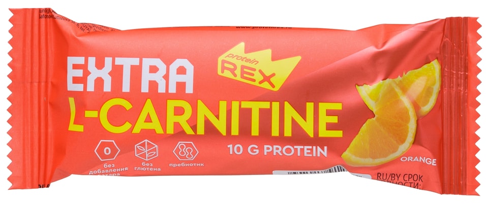 Батончик ProteinRex протеиновый Extra L-Carnitine Апельсин 40г