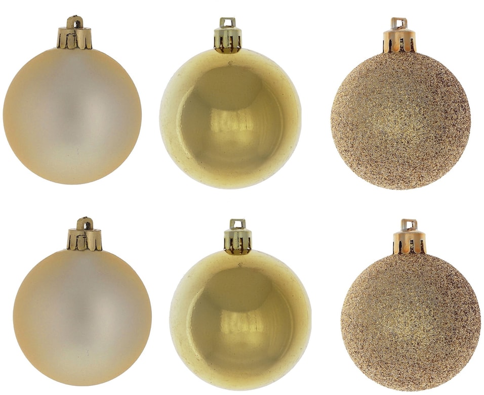 Набор елочных шаров Снежок золотой 6см 6штс доставкой!