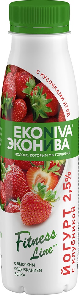 Йогурт питьевой  ЭкоНива  Fitness Line c клубникой 2.5% 300г от Vprok.ru