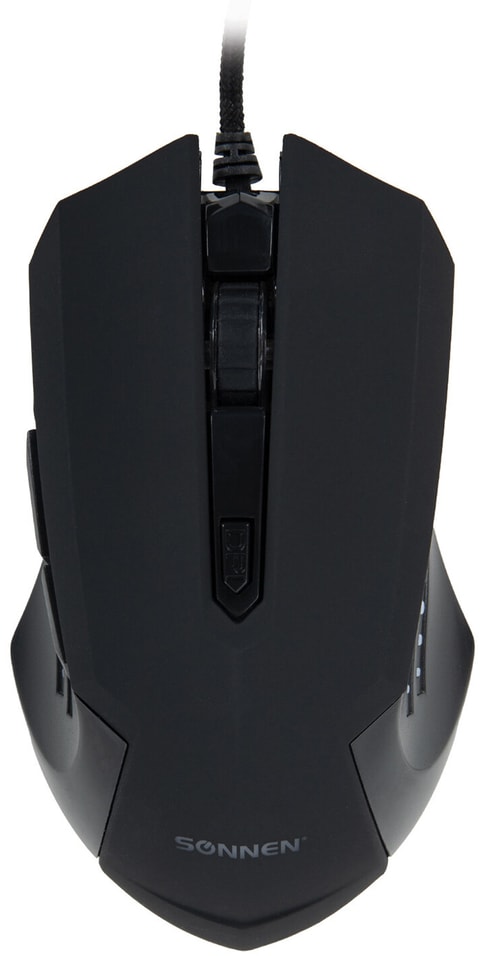 Мышь проводная игровая Sonnen I3 пластик 6 кнопок 800-2400 dpi LED-подсветка черная от Vprok.ru