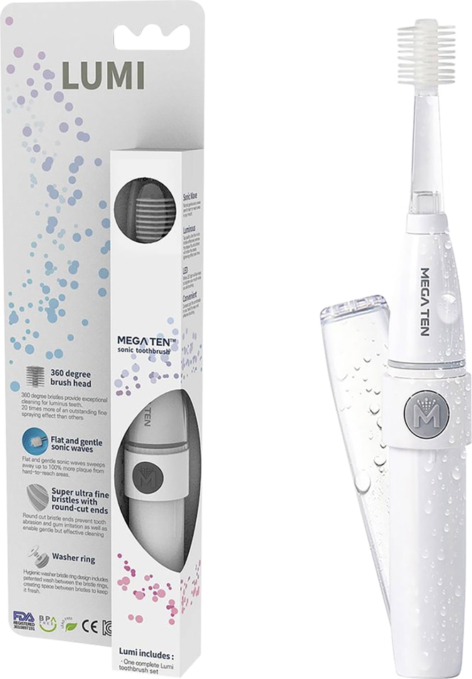 Электрическая зубная щетка Mega Ten Lumi White