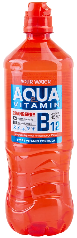 Напиток Aqua Vitamin Клюква витамином B12 750мл
