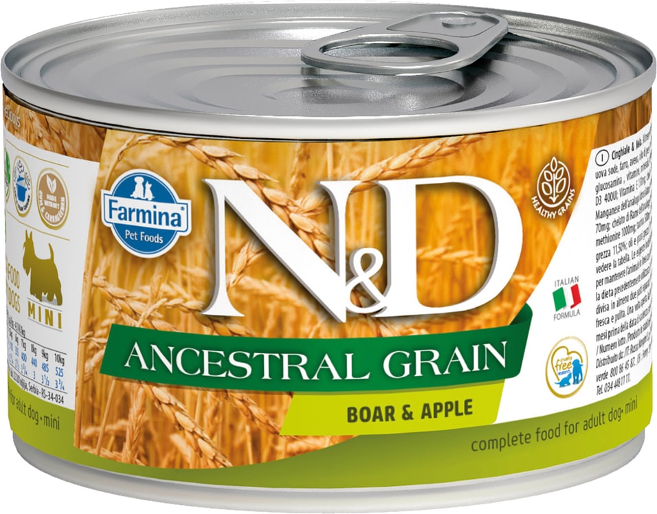 Влажный корм для собак Farmina N&D Dog Ancestral Grain c кабаном и яблоком для мелких пород 140г (упаковка 6 шт.)