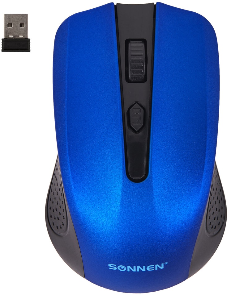 Мышь беспроводная Sonnen V99 USB 800 1200 1600dpi 4 кнопки оптическая синяя от Vprok.ru