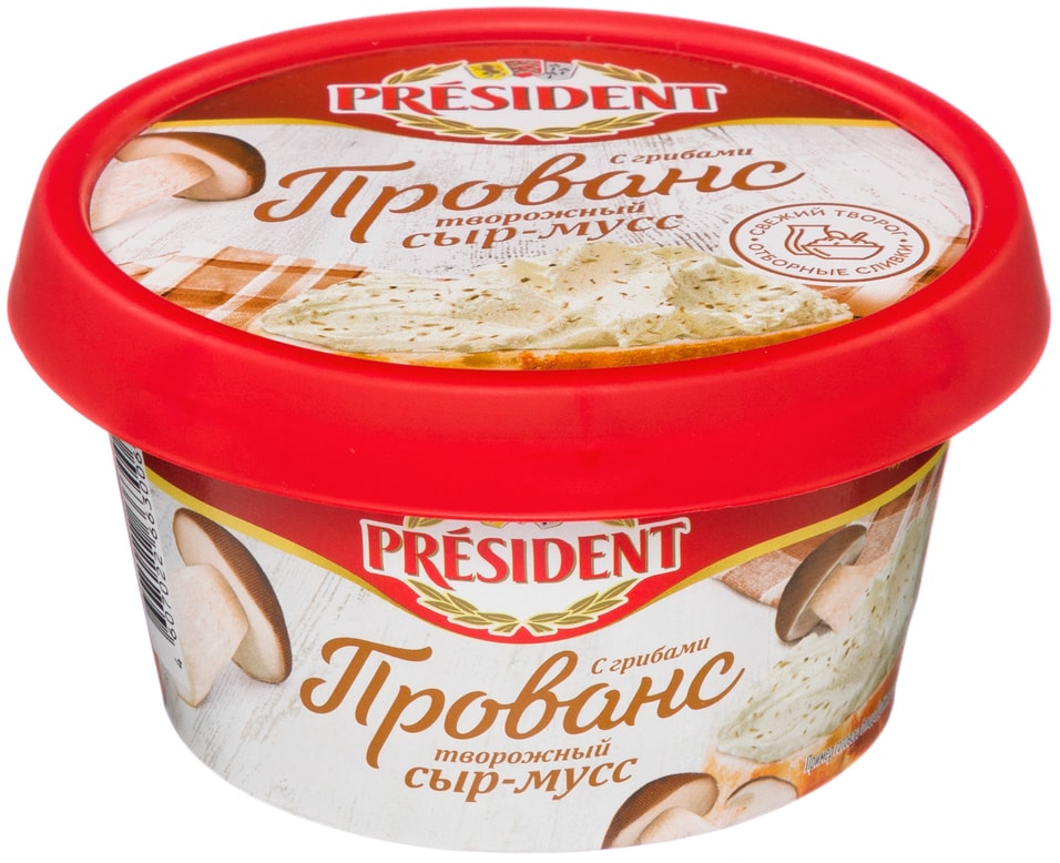 Сыр-мусс творожный President Прованс с грибами 60% 120г от Vprok.ru