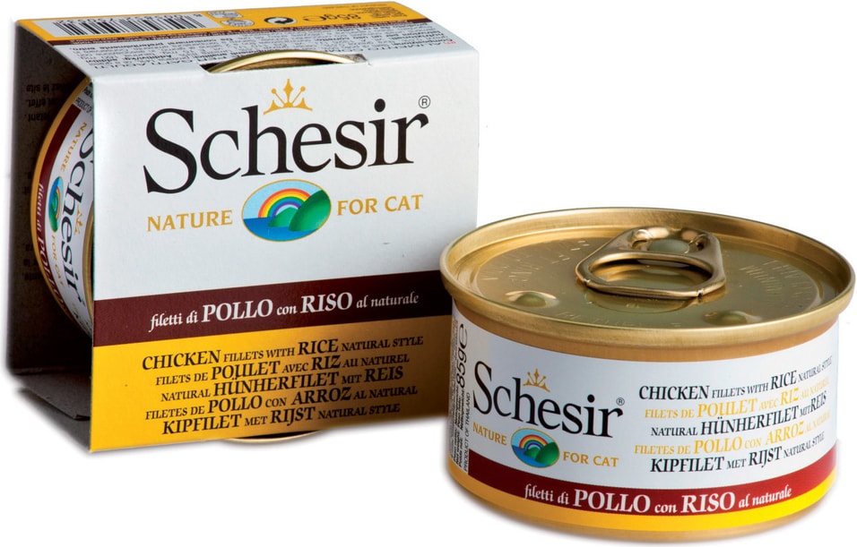 Влажный корм для кошек Schesir c Цыпленком и рисом 85г Влажный корм для кошек Schesir c Цыпленком и рисом 85г