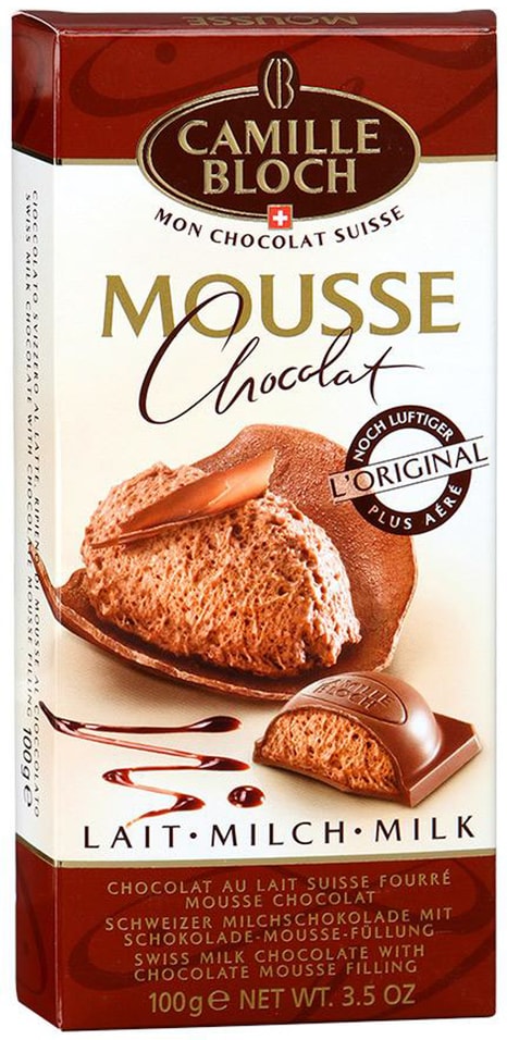 Шоколад Camille Bloch Молочный с начинкой из шоколадного мусса 100г