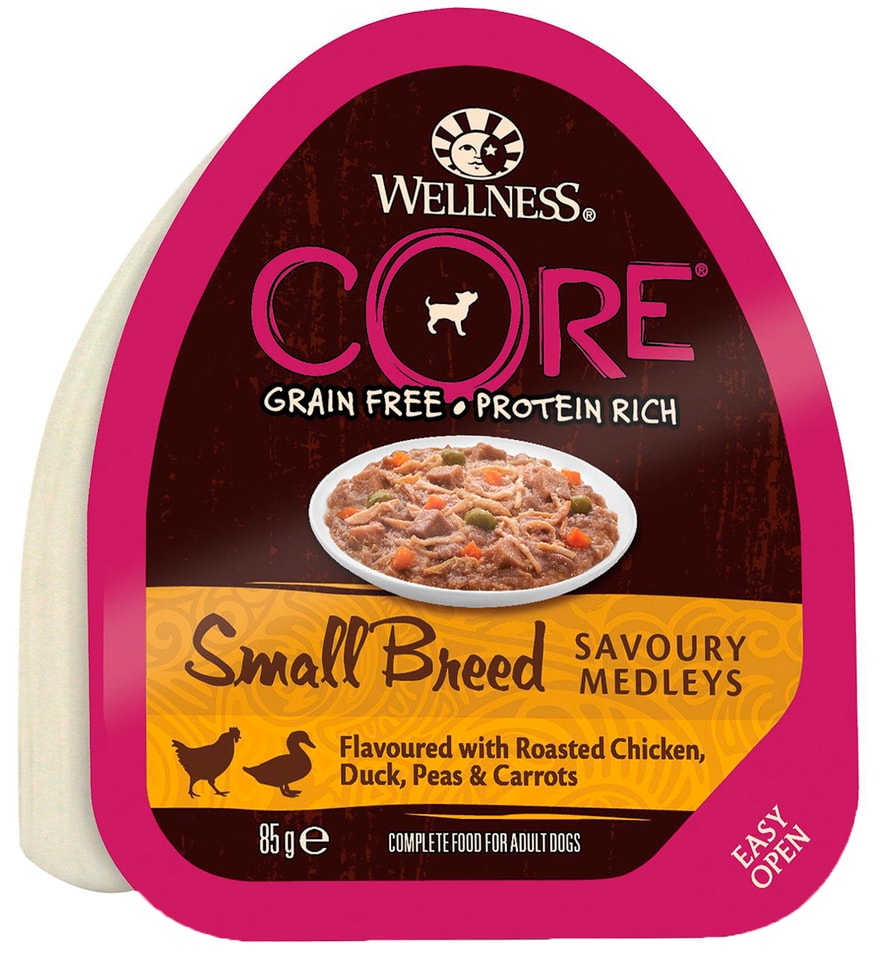 Влажный корм для собак Core Small Breed из курицы с уткой горошком и морковью 85г (упаковка 6 шт.)
