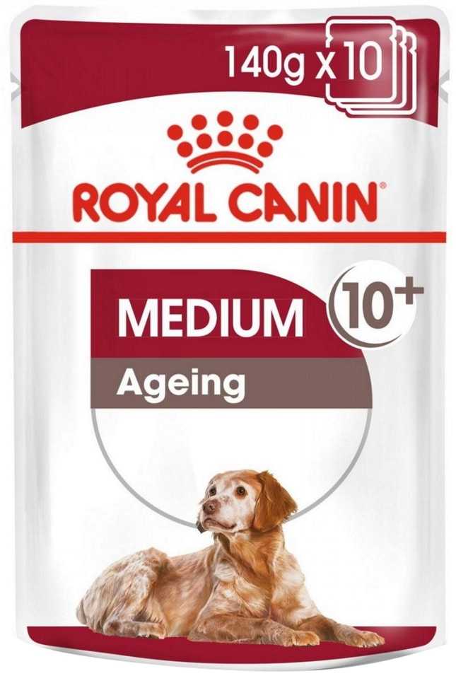 Влажный корм для пожилых собак Royal Canin Ageing 10 Medium для средних пород кусочки в соусе 140г упаковка 10 шт 863₽