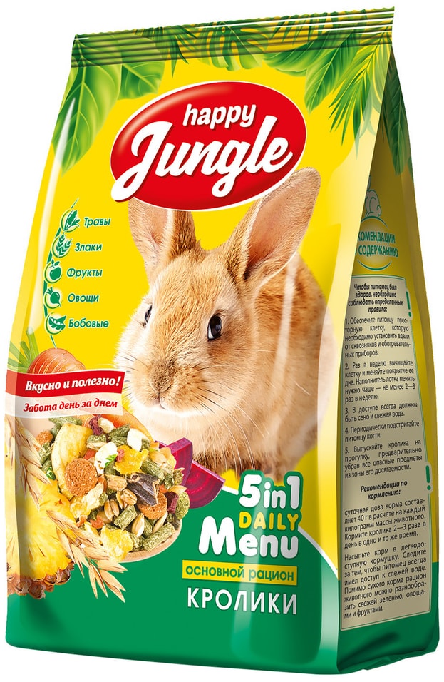 Корм для кроликов Happy Jungle 5в1 400г