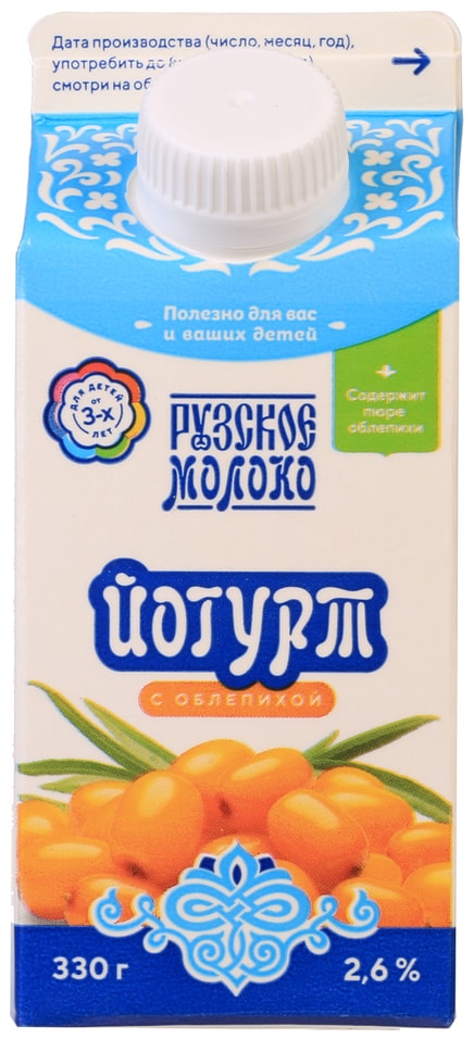 Йогурт питьевой Рузский с облепихой 2.6% 330мл