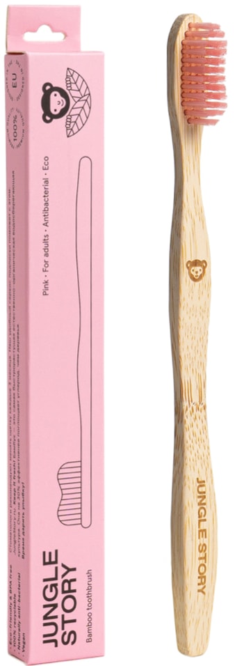 Зубная щетка Jungle Story бамбуковая Pink средней жесткости