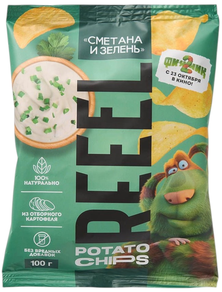 Чипсы Reeel Сметана и зелень 100г - Vprokru Перекрёсток 175₽