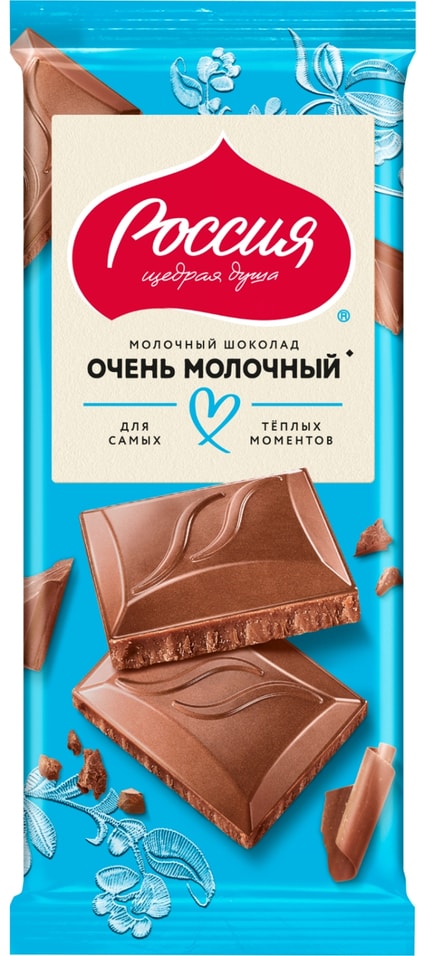 Шоколад Россия - щедрая душа Молочный 75гс доставкой!