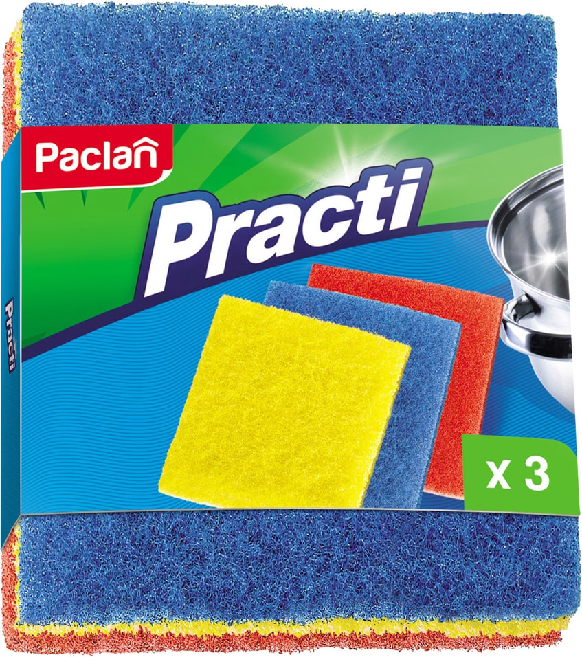 Губки для посуды Paclan Practi абразивные 3шт от Vprok.ru