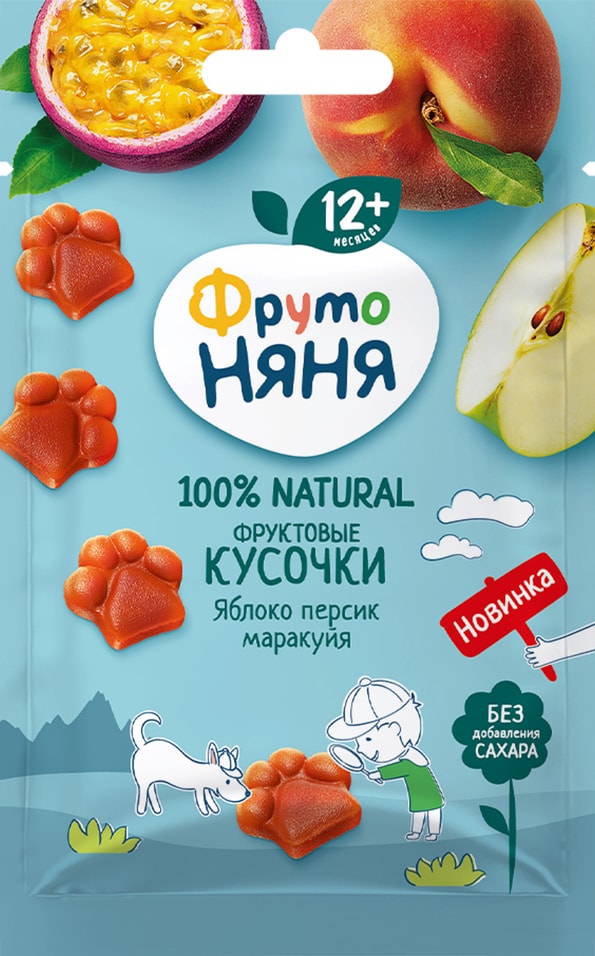 Кусочки фруктовые ФрутоНяня Яблоко-Персик-Маракуйя с 12 месяцев 15г