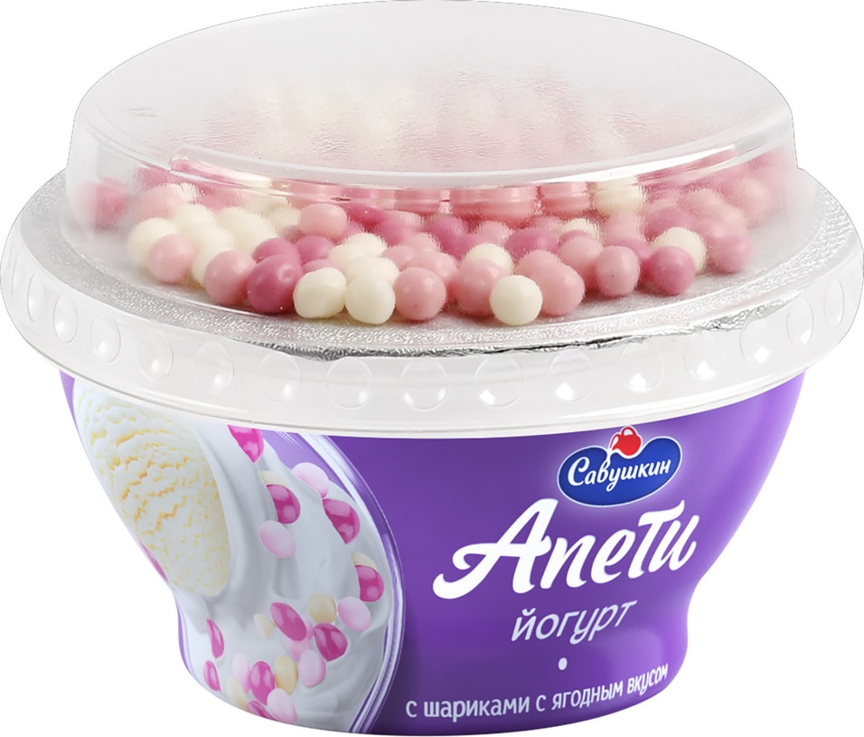 Йогурт Апети Пломбир ягоный с рисовыми шариками 5% 105г