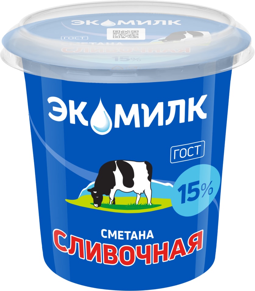 Сметана Экомилк 15% 300г - Vprok.ru Перекрёсток