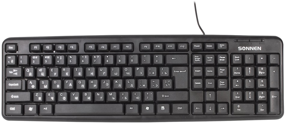 Клавиатура проводная Sonnen KB-8136 USB 107 клавиш черная от Vprok.ru