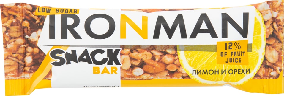 Батончик IronMan Snack Bar Лимон и Орехи 40г