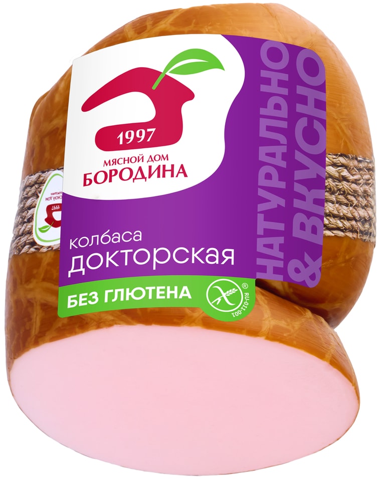 Колбаса Мясной дом Бородина Докторская вареная в синюге без глютена 0.3-0.6кг