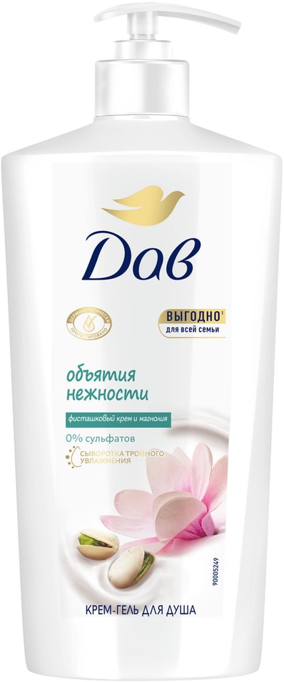 Крем-гель для душа Дав увлажняющий для всей семьи фисташковый крем и магнолия 610мл