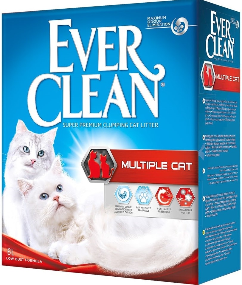 Наполнитель для кошачьего туалета Ever Clean Multiple Cat для нескольких кошек в доме 6л