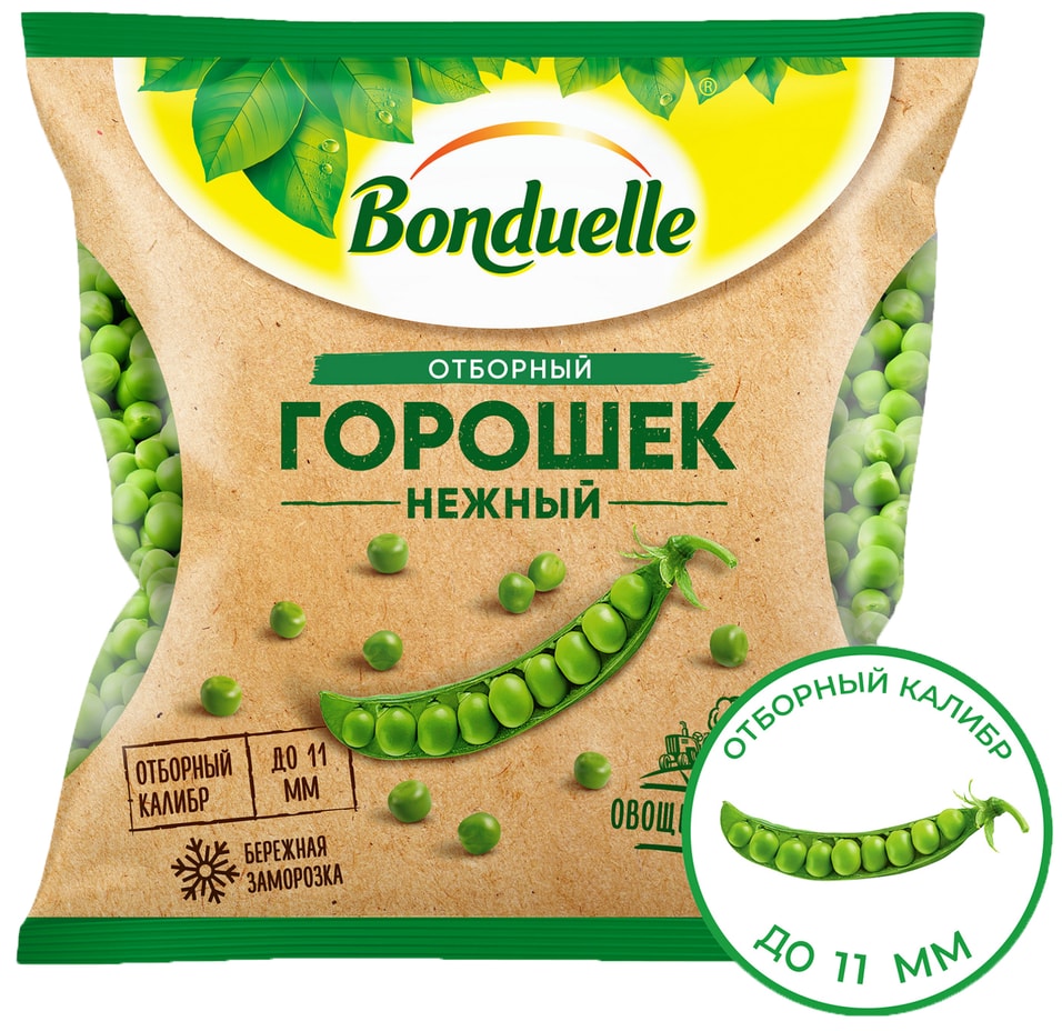 Горошек Bonduelle зеленый нежный быстрозамороженный 400г 204₽