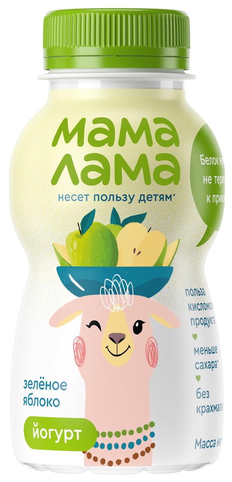 Йогурт питьевой Мама Лама Зеленое яблоко 2.5% 200г