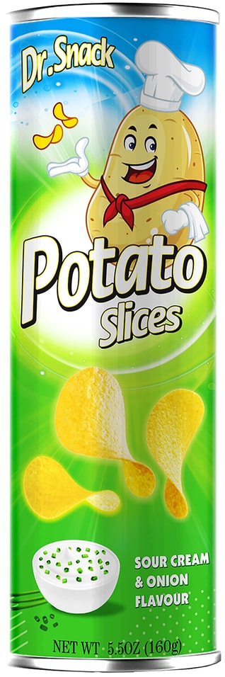 Чипсы DR.SNACK картофельные со вкусом сметаны и лука 160г
