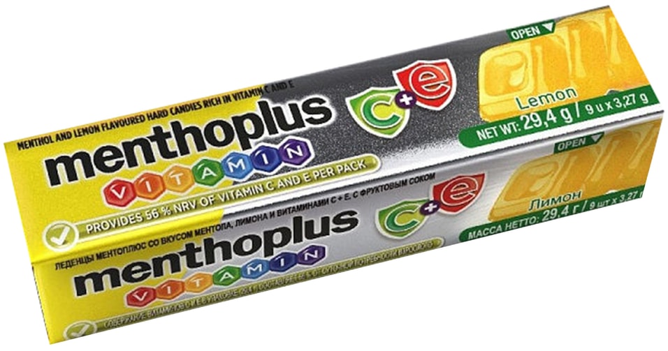 Леденцы Menthoplus Vitamin C+E с лимонным вкусом 29.4г