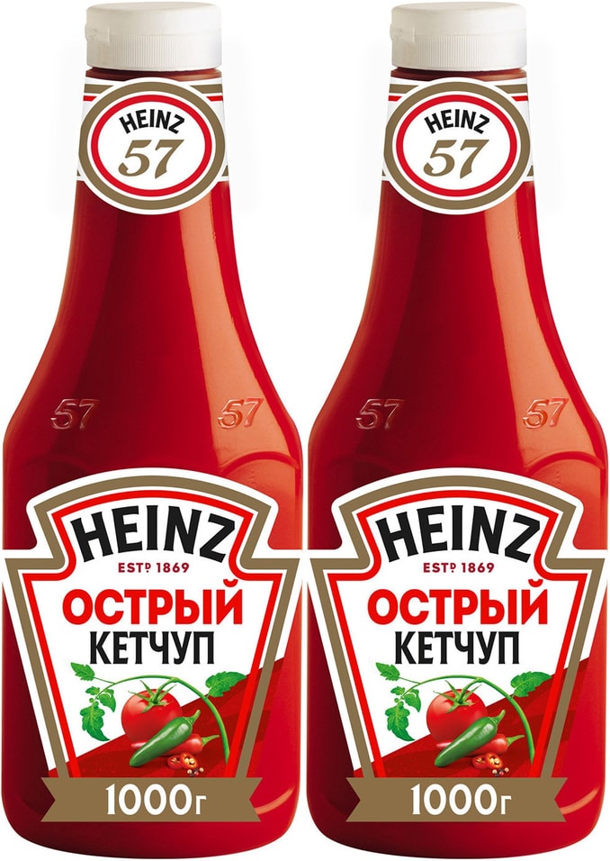 Кетчуп Heinz Острый 1кг (упаковка 2 шт.)
