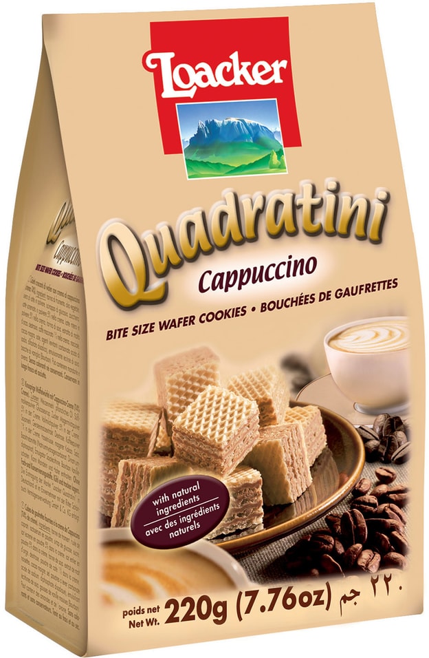 Вафли Loacker Quadratini Cappuccino 220г