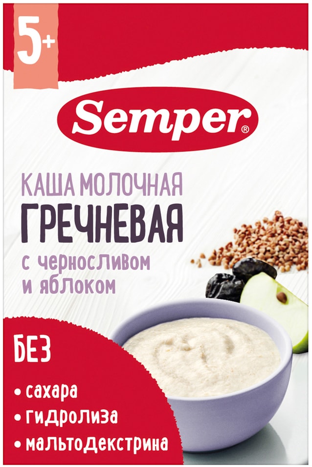Каша Semper молочная гречневая с черносливом и яблоком с 5 месяцев 180г