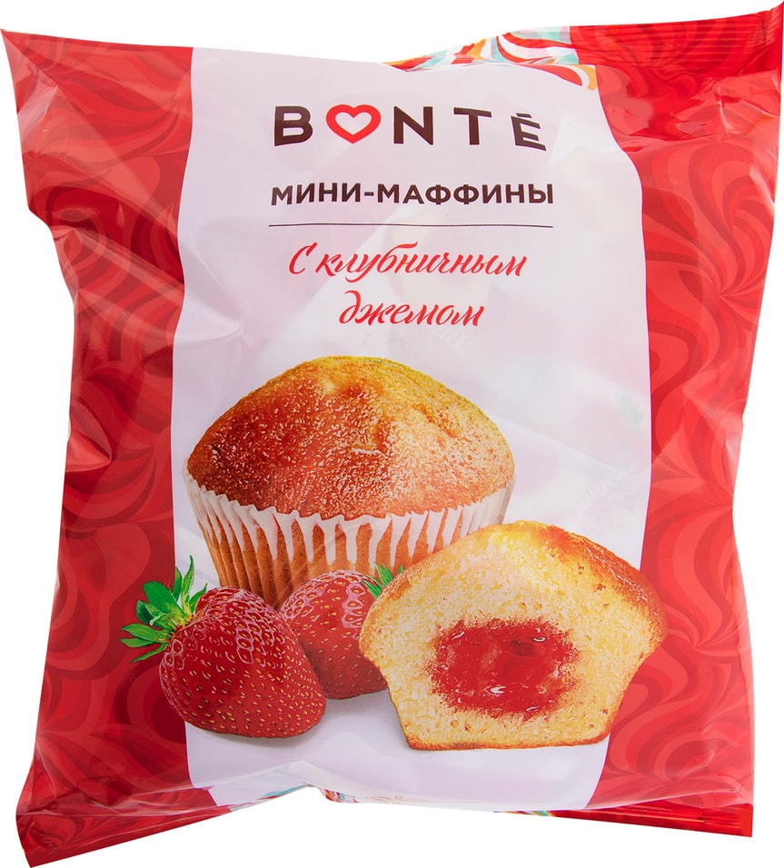 Мини-маффины Bonte с клубничным джемом 432г от Vprok.ru