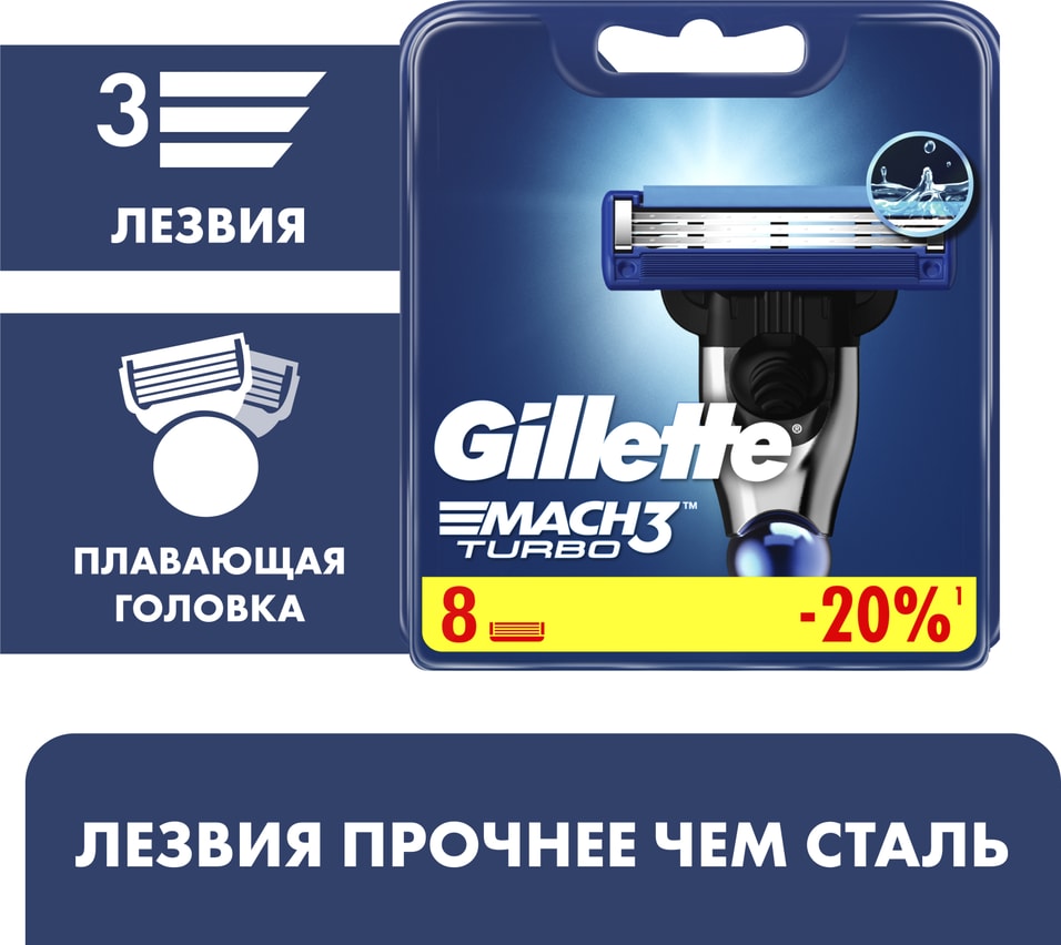 Кассеты для бритья Gillette Mach3 Turbo 8штс доставкой!