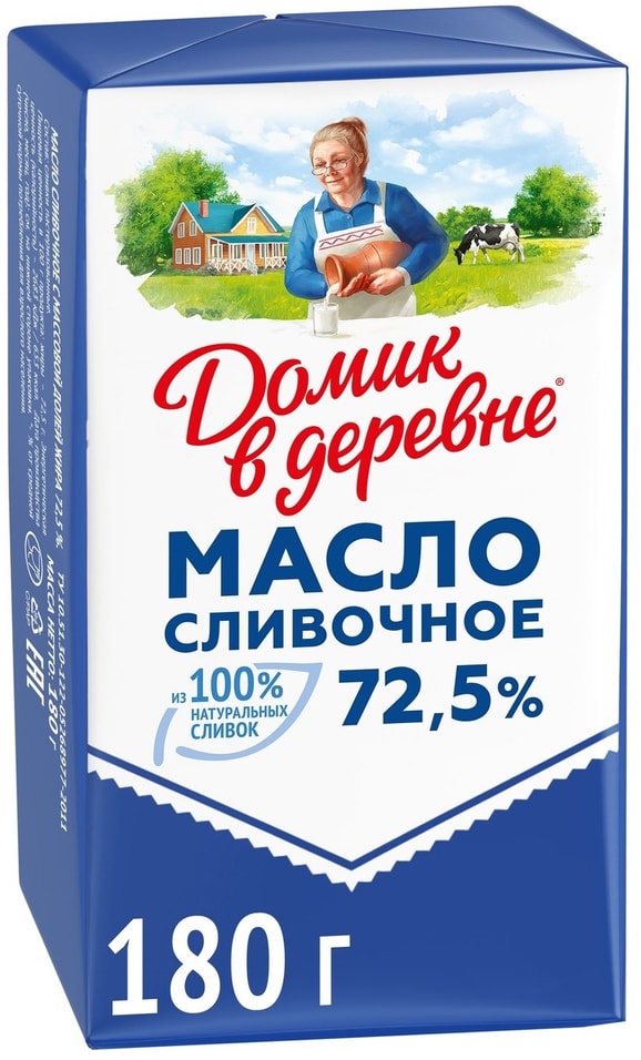 Масло сливочное Домик в деревне Крестьянское 72.5% 180г от Vprok.ru
