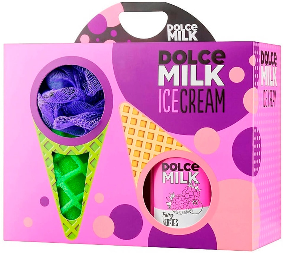 Подарочный набор Dolce Milk Мочалка и гель для душа ягоды 300мл 524₽