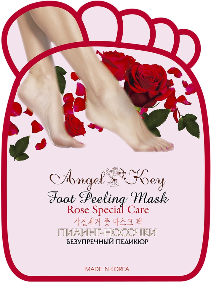 Пилинг-носочки для ног Angel Key с экстрактом розы 40г