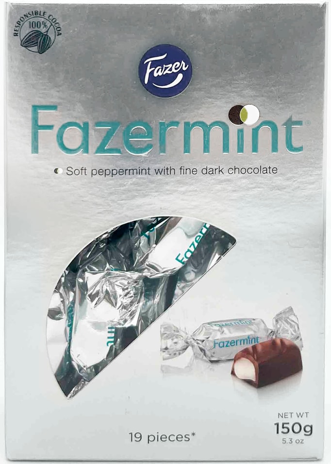 Конфеты Fazer Fazermint Шоколадные с мятной начинкой 150г 705₽