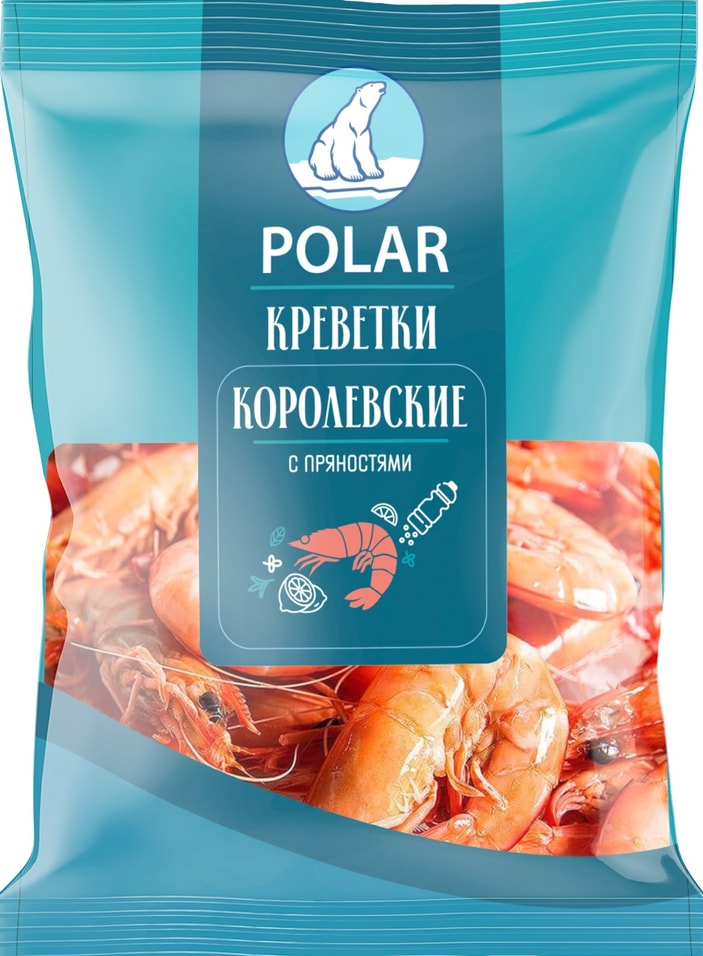 Креветки Polar Королевские Эквадор с пряностями варено-мороженые 31/40 400г