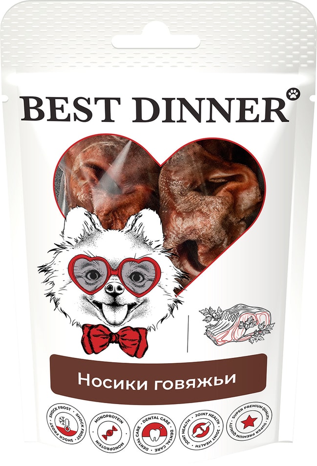 Лакомство для собак Best Dinner Freeze Dry Носики говяжьи 55г 206₽