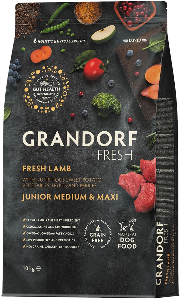 Сухой корм для собак Grandorf Fresh Dog Junior Lamb &Sweet Potato Свежее мясо ягненка с бататом для юниоров 10кг