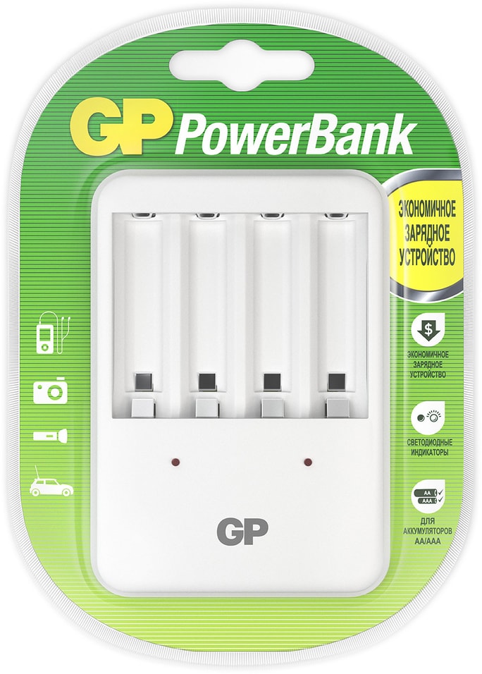 Зарядное устройство GP PB420GS-2CR1 для заряда аккумуляторов типа АА и ААА 879₽