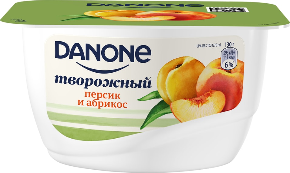 Продукт творожный Danone Персик и абрикос 3.6% 130г от Vprok.ru